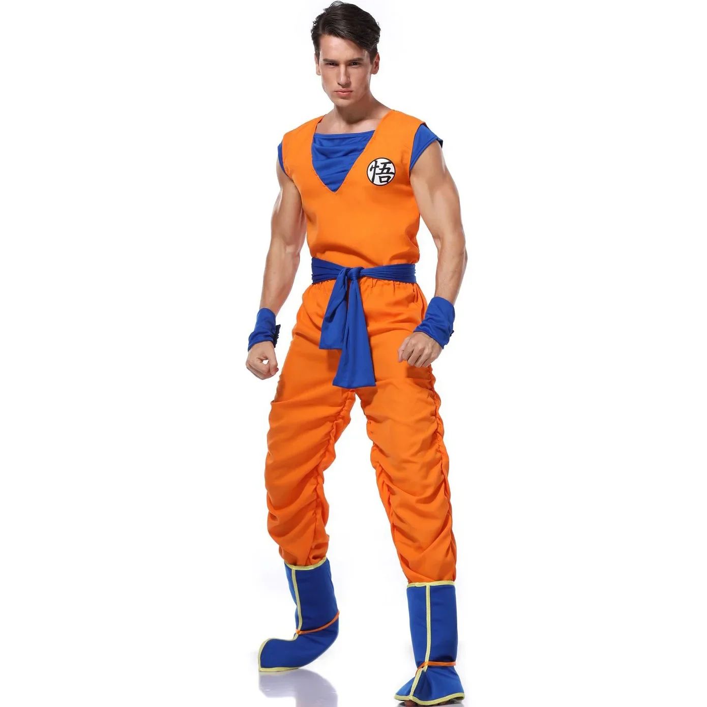 Halloween  Adult Man Halloween Japanese Anime Son Goku Cosplay Costume Superheroes Role Play Orange Jumpsuit Fancy Dress Up