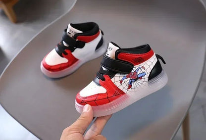 Disney Children's Led Light Shoes Fashion Aoger Spiderman Boys Sneakers Girls Cartton Casual Shoes Breathable Kids Sport Shoes