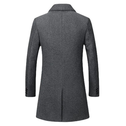 New Winter Men Cashmere Trench Coats Wool Blends Overcoats Business Casual Trench Long Jackets Male Slim Blends Coats Size 4XL