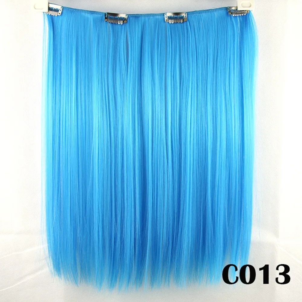 9 Cores Cabelo Sintético Liso Clip de Extensão de Cabelo Vermelho Rosa Branco Peruca Cosplay Cabelo Arco-Íris Natural