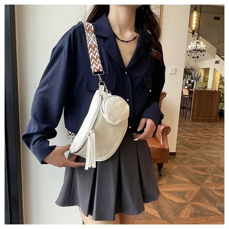 Luxury Genuine Leather Woman Chest Bag High Quality Cow Leather Women's Crossbody Bag With Small Purse Female Handbags Waist Bag