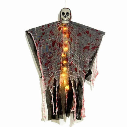 Halloween Party Hanging Skull Skeleton Ghost Ornament Horror Props Haunted House Decorations With Light Outdoor Decorations