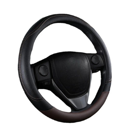 1PC New PU Leather Splicing Leather Anti-slip Wear Four Seasons Universal Steering Wheel Cover Black pink