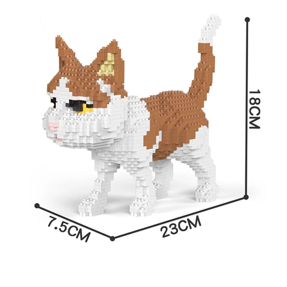 Knew Built Quatro estilos de micropartículas expressivas de blocos de montar de mini-gatos, modelos de laranja e vaca, os favoritos dos entusiastas de animais de estimação