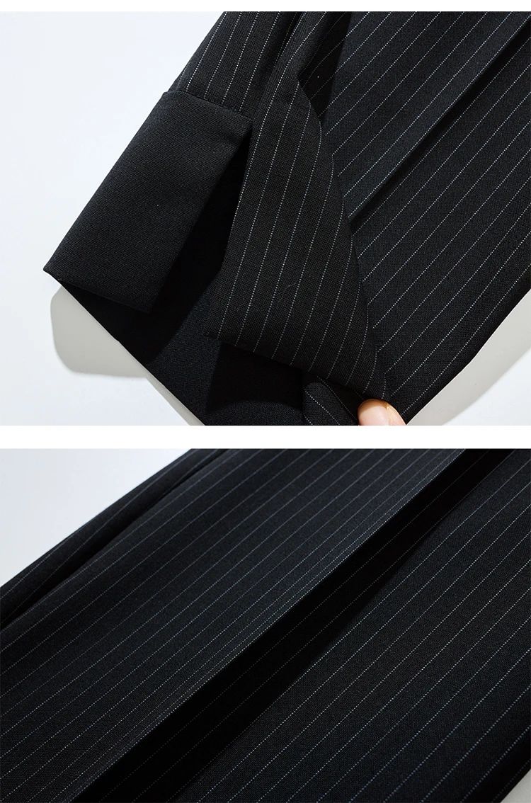 Calça Casual Masculina Listrada Preta Nova de Verão 2025, Calça Slim da Moda na Altura da Panturrilha, Tamanhos 28-35