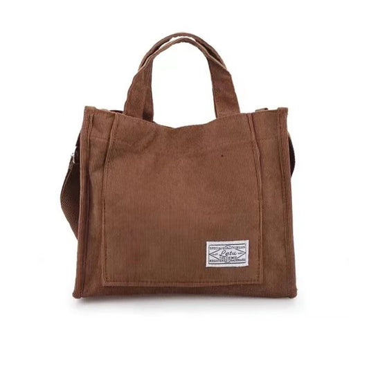 Women Corduroy Zipper Shoulder Bag Small Cotton Canvas Handbag Casual Tote Female Eco Crossbody Bag Vintage Messenger Bags