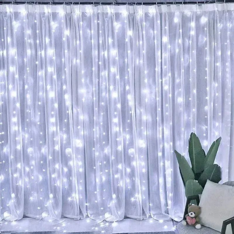 USB Curtain Lights - 8 Lighting Modes LED Fairy String Light for Christmas Halloween New Year Wedding Party Home Garden Decor