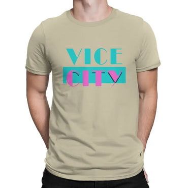 Theft Auto Creative TShirt for Men Vice City Round Neck Pure Cotton T Shirt 2024 Distinctive Birthday Gifts Streetwear GTA Grand