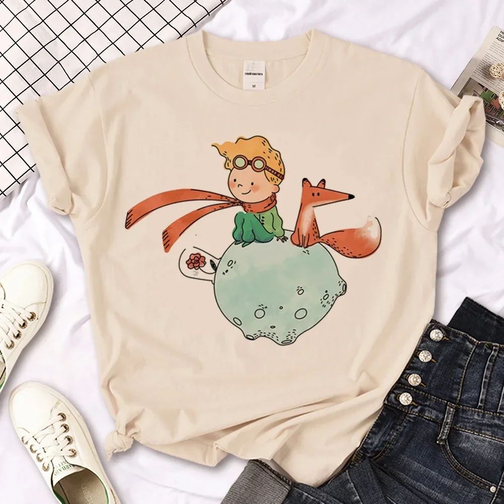 The Little Prince Print Tee Women T-shirts Harajuku Tshirt Girl 2000s Clothing kawaii Print T Shirt For Women