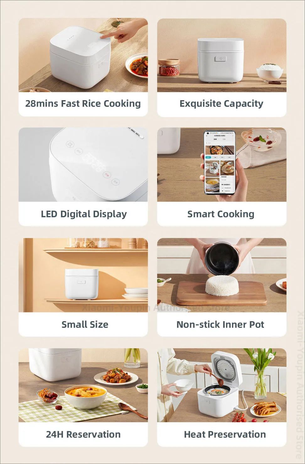 Xiaomi Mijia Smart Rice Cooker Mini 2 Electric Cooking Pot 1.5L Multicooker 220V for Kitchen with Non Stick Home Appliance
