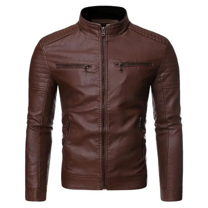 Zipper Korean Fashion Leather Sheepskin Trend Casual Fit Slim Baseball Clothes Men Leather Jacket Autumn New Men Leather Coat