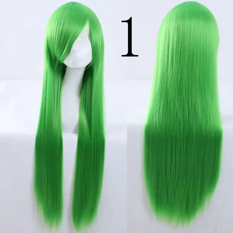 Pink 100Cm Long Staight Cosplay Wig Heat Resistant Synthetic Hair Anime Party wigs 42 color Colourful White