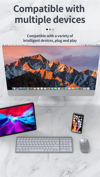 Wireless Keyboard Mouse Bluetooth 5.0 2.4G Combo Rechargeable Full Size Wireless Keyboard For Notebook Laptop Tablet iPad PC