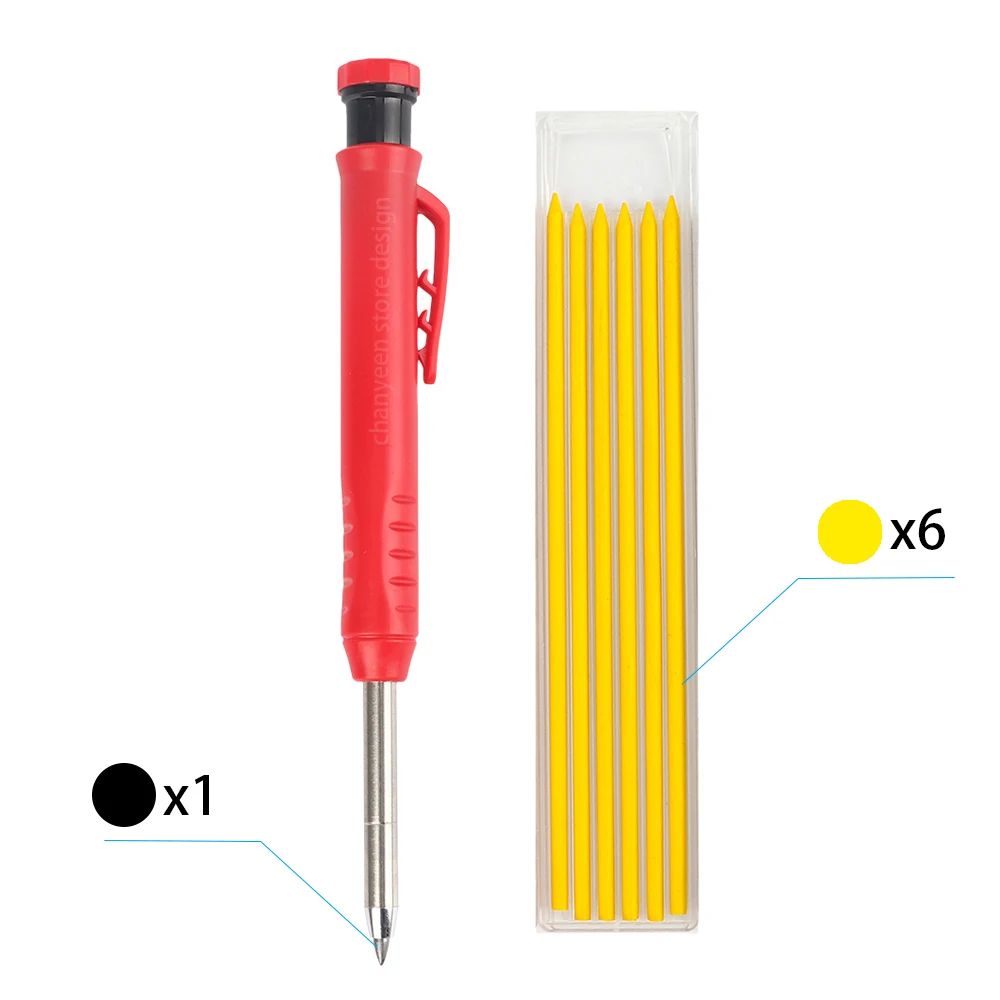 3Colors Refill 2.8mm Solid Carpenter Pencil Set Mechanical Pencil Cap Carpentry Marking Scriber Construction Woodworking Tools