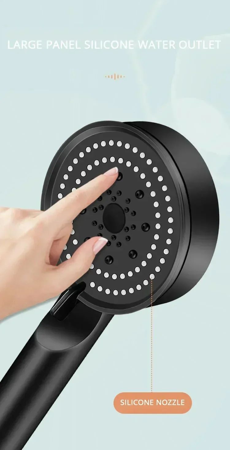 5 Mode Handheld Shower Head High Pressure Water Booster Massage Spray Jet with Anti Leak Proof Hose for Bathroom Household Bath