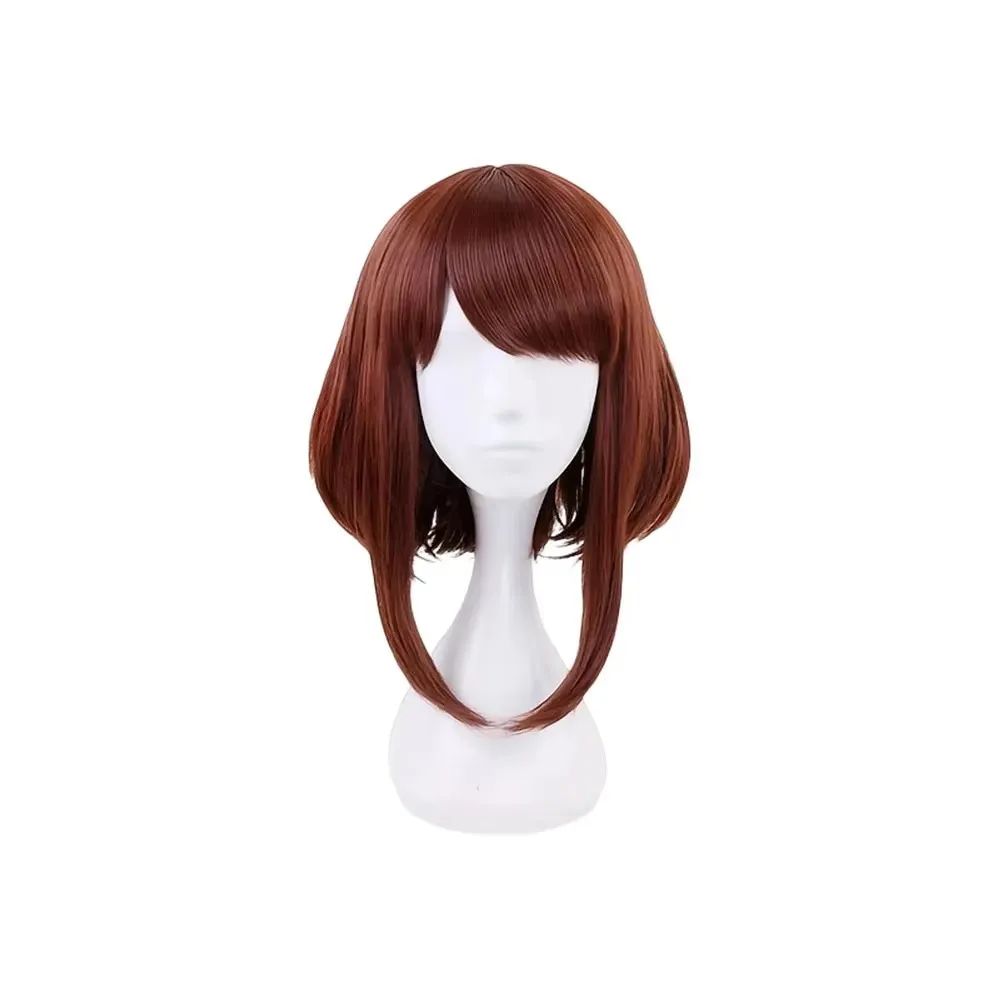 Peruca Curta Castanha Bob Resistente ao Calor para Cosplay da Ochako Uraraka do Anime My Hero Academia