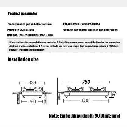 Desktop 220v Household Built-in Electric Dual-purpose Gas Stove Induction Cooker Natural Gas/Liquefied Petroleum Gas Single-burn