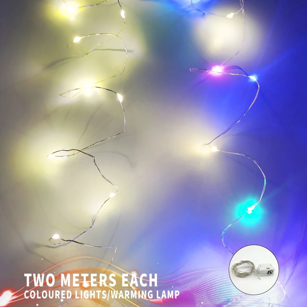 20PCS Mini LED String Lights 2m 20LED Waterproof Fairy Lights 3 Modes Battery Powered for DIY Christmas New Year Home Decoration