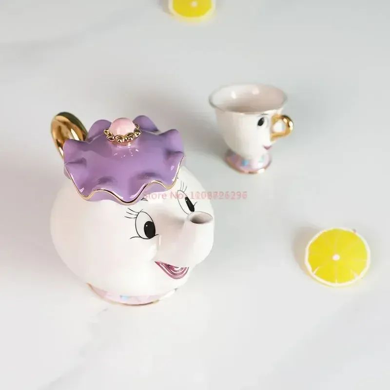 Bule da Disney Fofo Desenho Animado A Bela e a Fera Bules Caneca Sra. Potts Xícara Chip Bules Conjunto de Chá Dropshipping