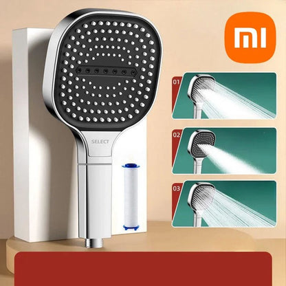 Xiaomi Novo Painel Grande 3 Modos Ajustáveis Chuveiro Doméstico de Alta Pressão com Massagem e Elemento Filtrante Acessórios para Banheiro