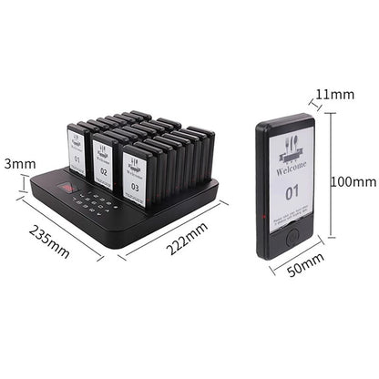 Wireless Restaurant Pagers Calling System 24 Coasters Buzzer Vibrator Bell Receivers For Food Truck Bar Coffee Fast Food Hotel