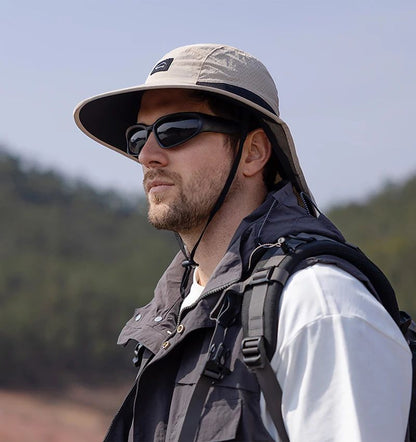 Summer MEN Shawl Fisherman Hat Quick Drying Breathable Sunshade Hat Outdoor Sun Protection Fishing Hat