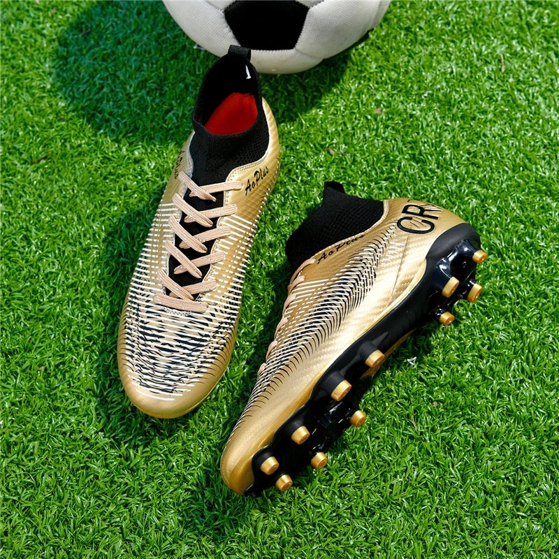 New Men Soccer Shoes Long Spikes Outdoor Sport Training Football Boots Cleats Adult Non Slip Boys Breathable Match Comfortable