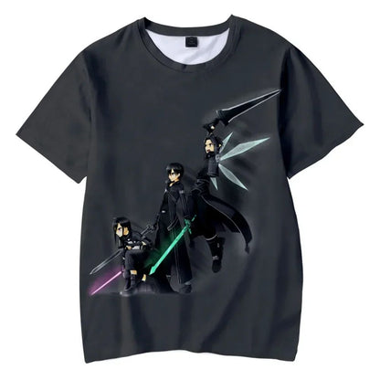Hot Anime Manga Sword Art Online Kirito Printed T-shirt for Men 3D Fashion Harajuku O-neck y2k tops kid Cosplay Unisex Clothing