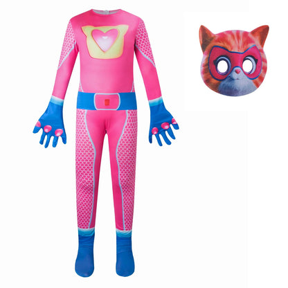 Halloween SuperKitties jumpsuit tight fitting costume stage performance costume Super Cat Jumpsuit Super Kitties Cosplay Costume