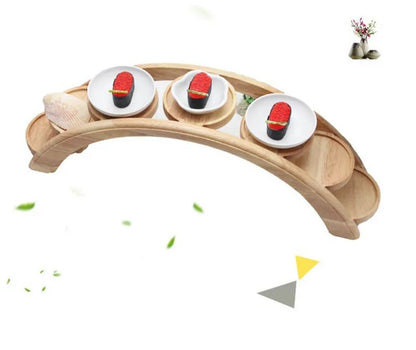 Hotpot Arch Bridge Plate Sushi Bridge Boat Tableware Dessert Wooden Dim Sum Plate Sushi Tray Japanese Kitchen Bento  Sushi Plate