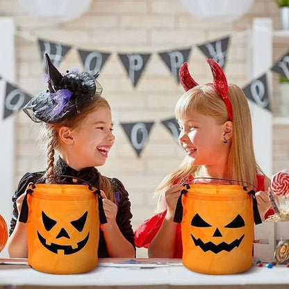 Halloween LED Light Trick or Treat Bucket  1 Pcs Collapsible Pumpkin Candy Bag Basket for Halloween Thanksgiving Party Kids Gift