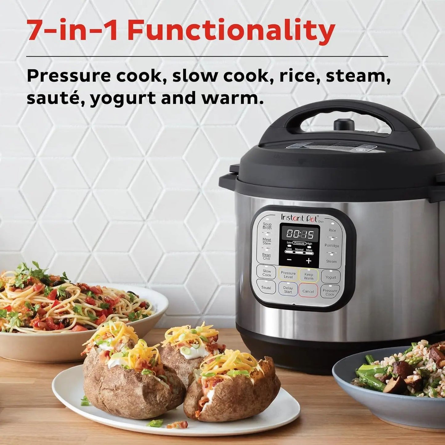 Panela de Pressão Elétrica Mini 7 em 1 Duo, Panela de Arroz Lenta, Vaporizador, Refogador, Iogurteira, Aquecedor e Esterilizador