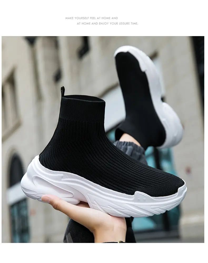 Sneakers for Men Fashion High Top Sock Shoes Autumn New Breathable Casual Shoes