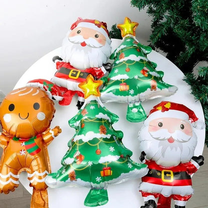 Christmas Santa Claus Gingerbread Man Xmas Tree Foil Balloons for Christmas Home Party Aluminum Film Balloon Decor Supplies