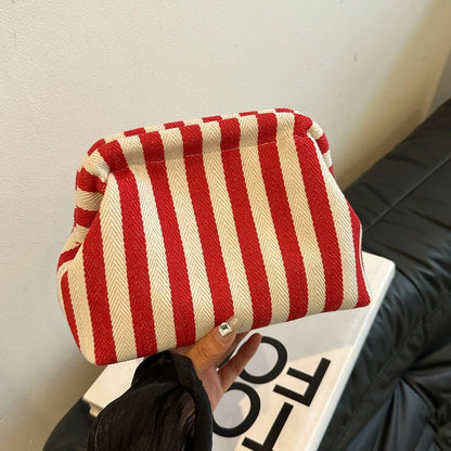 Summer Woven Crochet Purses for Women Beach Clutch Handbags 2025 Dumpling Hobo Casual Colorblock Bag Ladies Ruched Cloud Purse