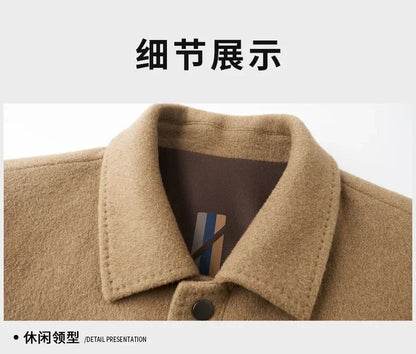 Billy Men's Winter Jacket for Men Double-Sided Woolen Overcoat Short Lapel Autumn Casual Coat Top Black Clothes White Duck Down