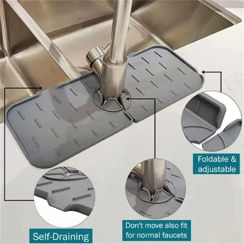 Utensílios de Cozinha Almofada Absorvente de Torneira de Silicone Prateleira Pia Protetor de Respingos Tapete Protetor de Bancada Acessórios de Tapete de Dreno de Banheiro
