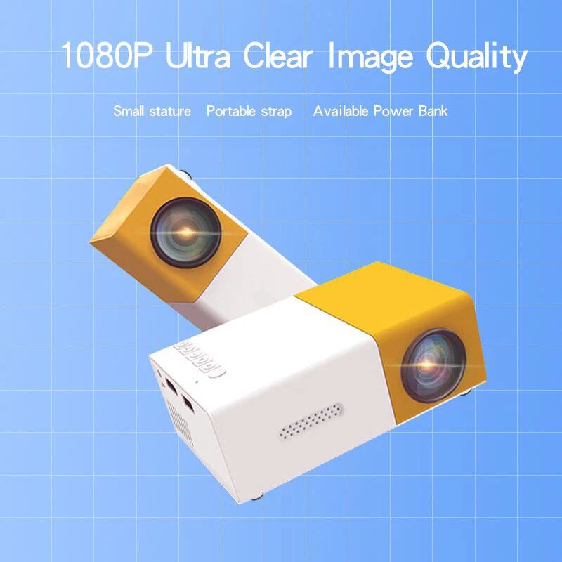 Mini projetor portátil YG300 com suporte a memória de ultra-alta definição para HDTMI, USB e SD, para cinema ao ar livre e projeção de home theater