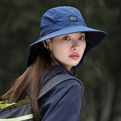 1Pc Wide Brim Bucket Hat with Neck Flap Waterproof & Quick-drying Panama Caps for Women Men Fishing Camping Hiking Autumn Travel