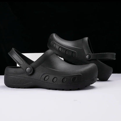 Men Chef Clogs Men Kitchen Shoes EVA Injection Shoes Anti-slip Outsole Comfortable Garden Clogs Waterproof Sandal Big Size 40-46
