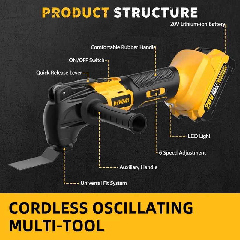 Ferramenta Multifuncional Oscilante DeWalt Fast Release Sem Escova Ferramenta Elétrica de Retificação, Lixador Elétrico, Ferramenta Compatível com Bateria 20V