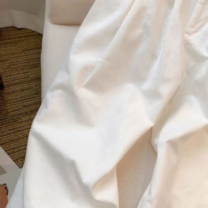 White Wide Leg Jeans High Waist Casual Loose Women's Denim Pants Folded Design Versatile plus Size Floor-Length Trousers