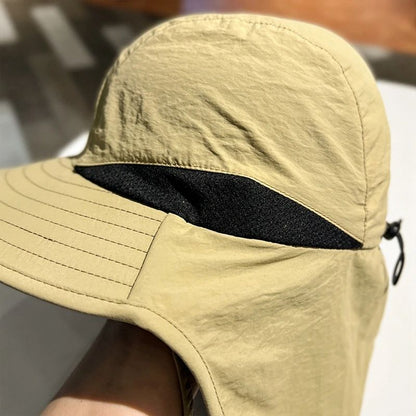 1 Boné Bucket Aba Larga com Proteção de Pescoço Impermeável e Secagem Rápida Panama para Mulheres Homens Pesca Acampamento Caminhada Viagem Outono