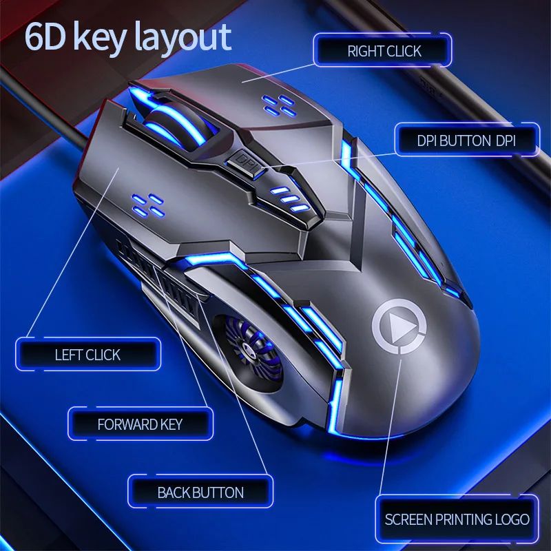 Mouse G5 Original Com Fio Luz de Fundo Alta Sensibilidade 6 Teclas Macro Programável Mouse Mecânico Gamer Para Jogos Computador Tablet PC