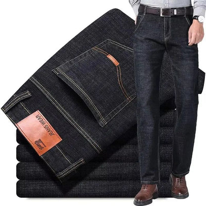 Calça Jeans Masculina de Marca de Luxo Stretch Reta Casual Slim Fit Jeans Masculino Design Clássico de Negócios Calça Tamanho Grande