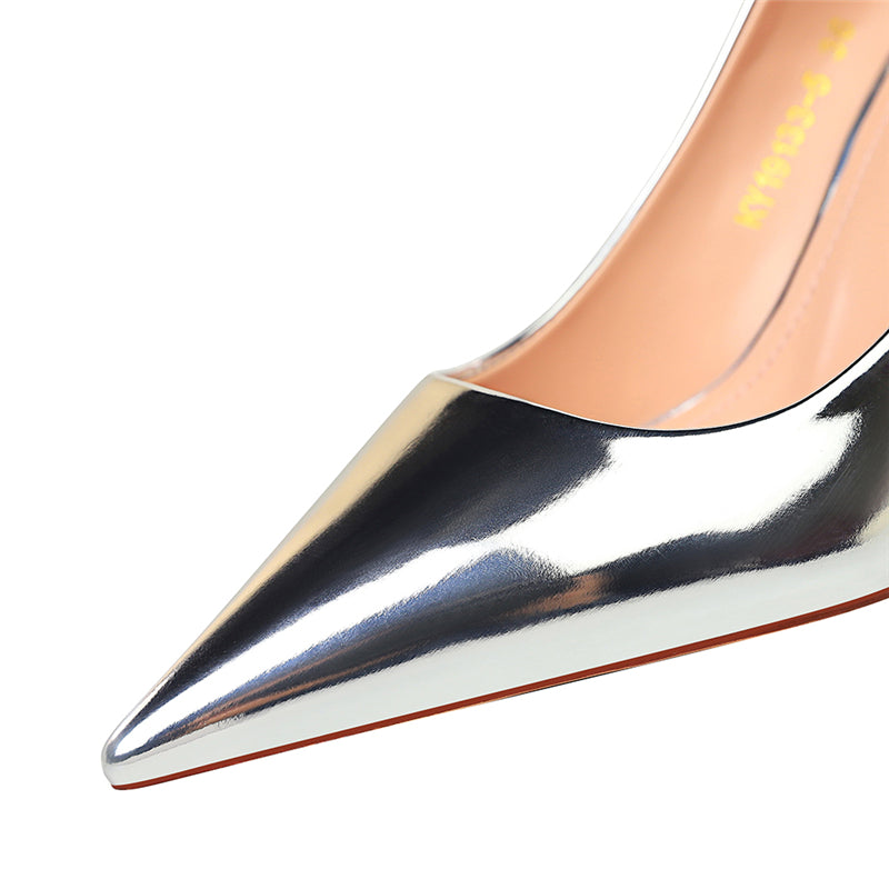 Women Mteallic Bronze Leather Pumps 7.5cm 10.5cm High Heels Lady Stiletto Middle Heels Wedding Bridal Gold Silver Event Shoes