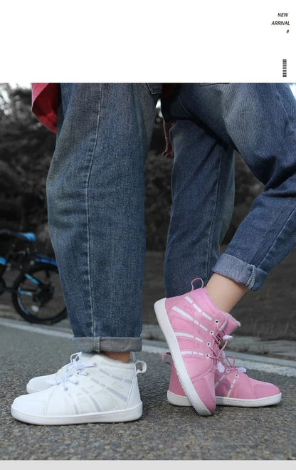 Fashion Kids Snow Boots Wide ToeBox Shoes Kid's Waterprof Barefoot Sneakers Boys Girls Warm Cotton Lightweight Non-slip Sneakers