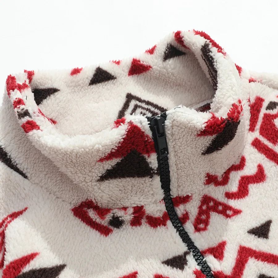 Ms Aztec National Printing Ultra-fine Austrian Fleece Jacket Zipper Lady