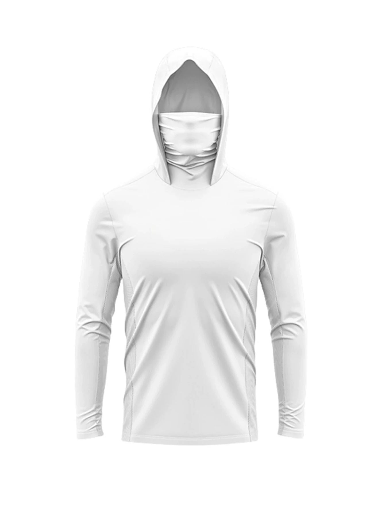 Camisas de Pesca com Capuz e Proteção Facial Masculinas Roupa de Pesca de Manga Longa Respirável