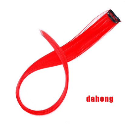 Todas as extensões de cabelo liso longo colorido peça de cabelo com clipe mecha de cabelo arco-íris rosa sintético em clipes